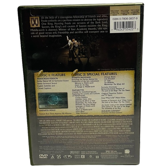 The Lord of the Rings The Fellowship of the Ring DVD Movie Widescreen Edition - Picture 2 of 7